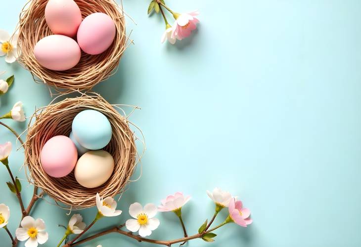 Charming Easter Flat Lay Eggs and Flowers Together